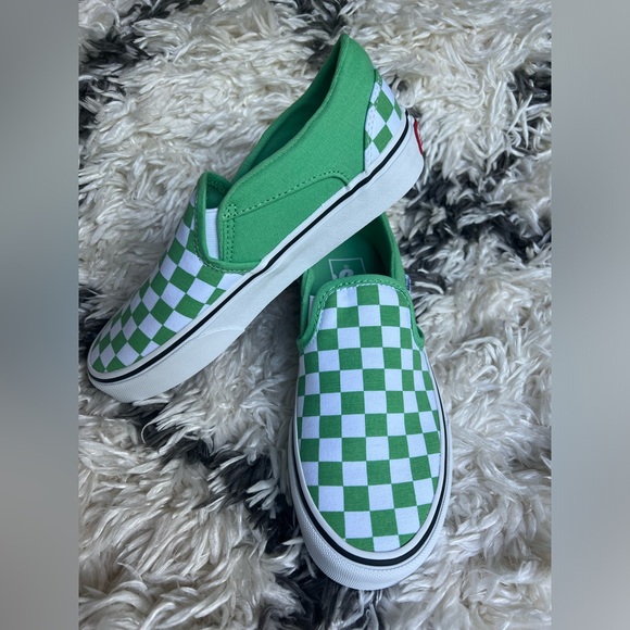 Vans Asher Checkerboard Sneaker - Slip On Style - Summer Green womens size 6.5 - Picture 3 of 9